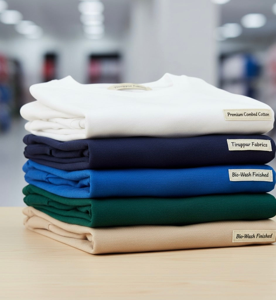 Tiruppur Finest Premium Cotton Crew Neck T-Shirt