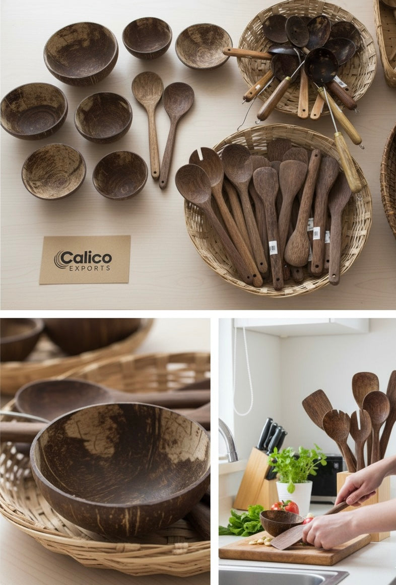 CocoCraft Handcrafted Coconut Shell Bowl & Spoon Set
