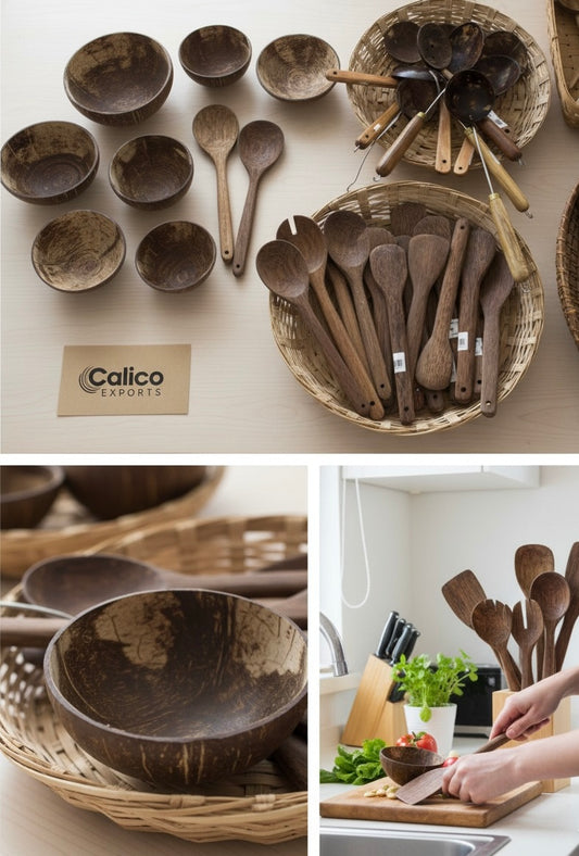 CocoCraft Handcrafted Coconut Shell Bowl & Spoon Set